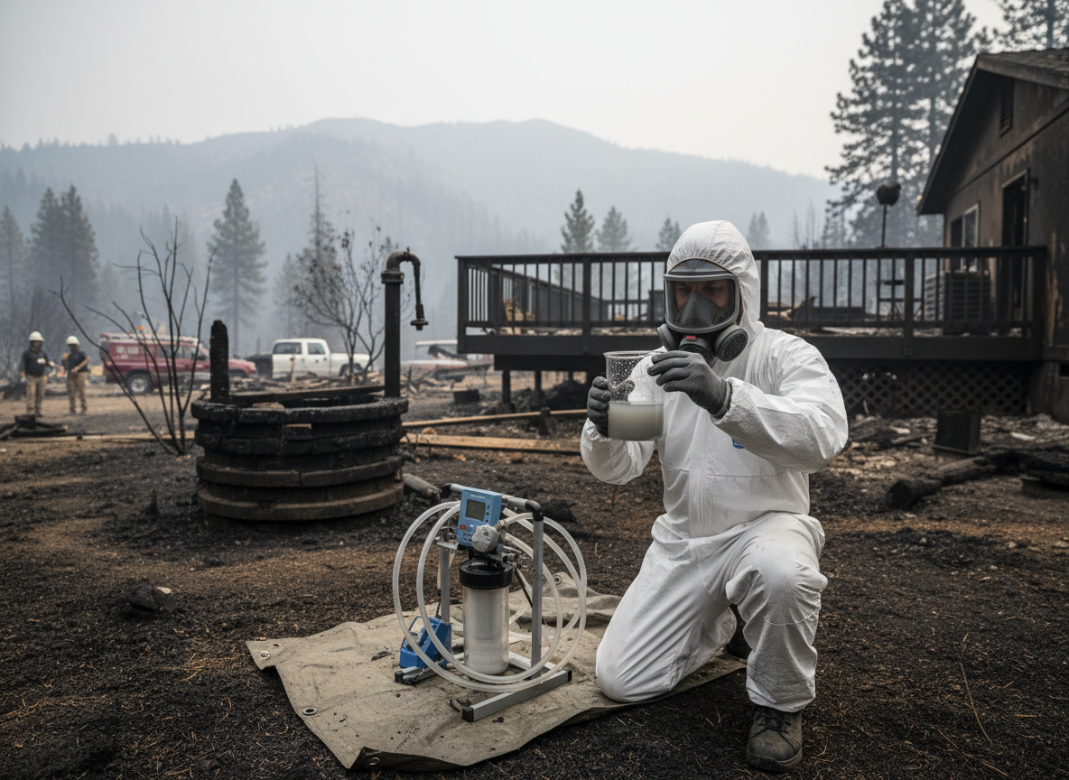 Inspecting Well Water After Wildfire Ash in the Rimforest Area