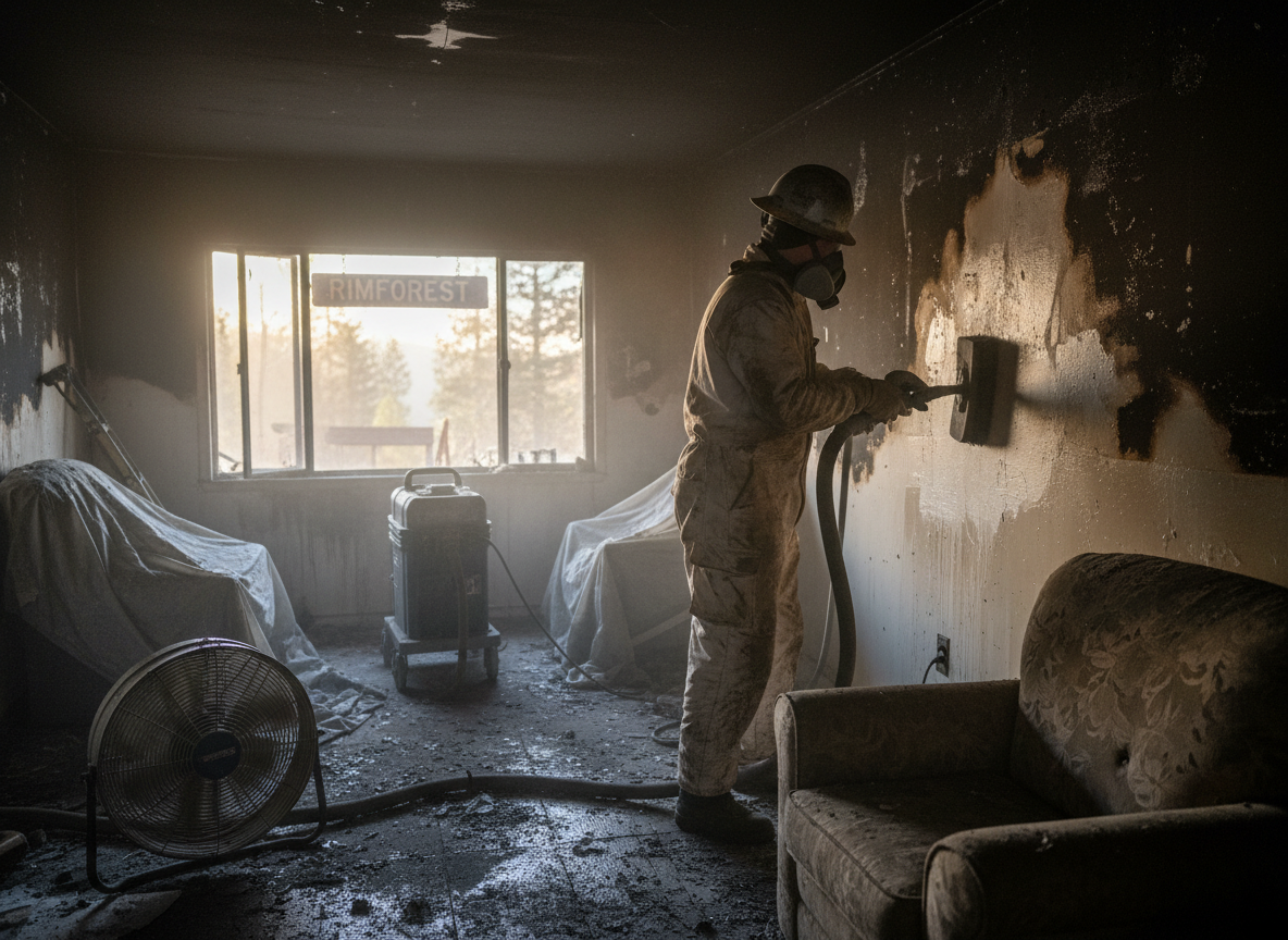 fire and smoke damage restoration in Rimforest