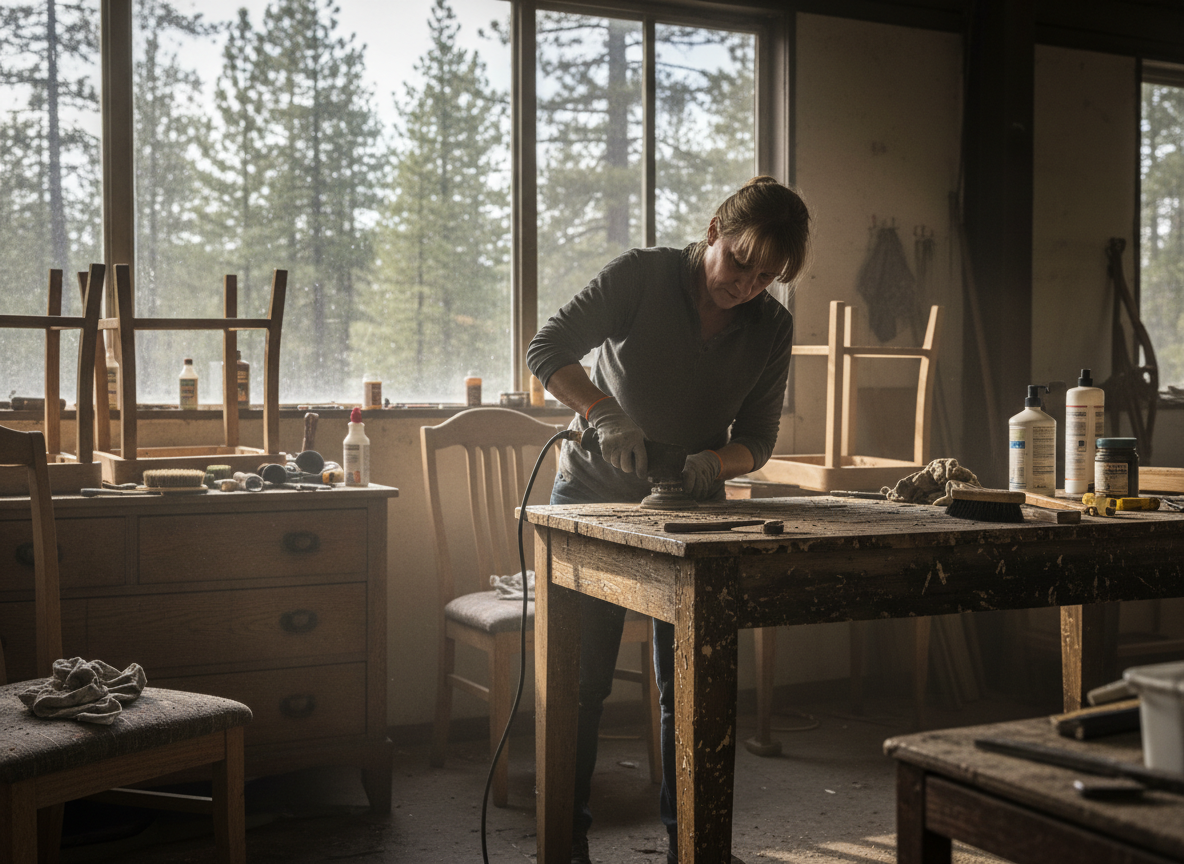 fire-damaged furniture restoration in Rimforest